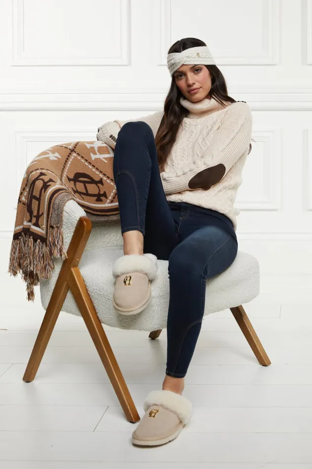 Holland Cooper HC Shearling Slipper Oyster Women Sleepwear Holland Cooper HC Shearling Slipper Oyster Women Sleepwear