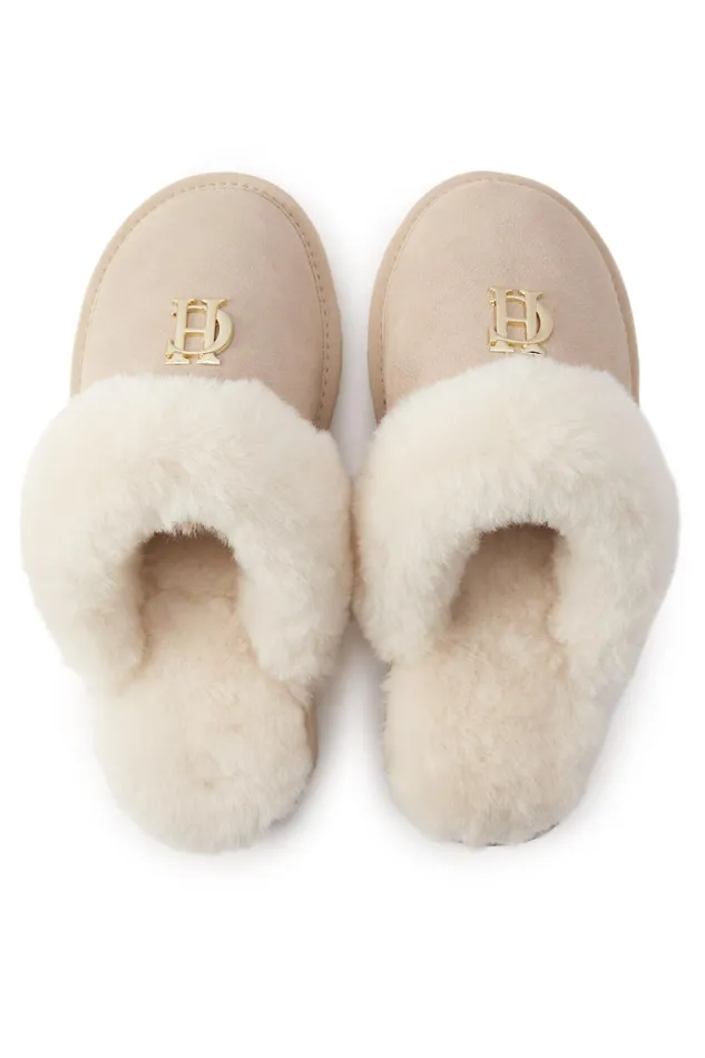 Holland Cooper HC Shearling Slipper Oyster Women Sleepwear Holland Cooper HC Shearling Slipper Oyster Women Sleepwear