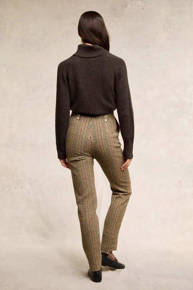 Holland Cooper High Waisted Peg Trouser Hailes Green Tweed Women Trousers Holland Cooper High Waisted Peg Trouser Hailes Green Tweed Women Trousers
