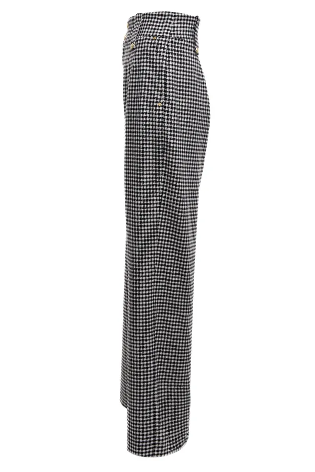 Holland Cooper High Waisted Straight Trouser Black and White Puppy Tooth Women Tailoring Holland Cooper High Waisted Straight Trouser Black and White Puppy Tooth Women Tailoring
