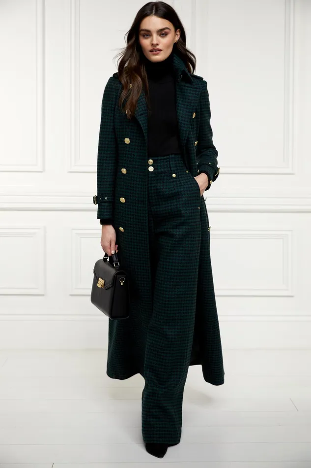 Holland Cooper High Waisted Straight Trouser Emerald Houndstooth Women Tailoring Holland Cooper High Waisted Straight Trouser Emerald Houndstooth Women Tailoring