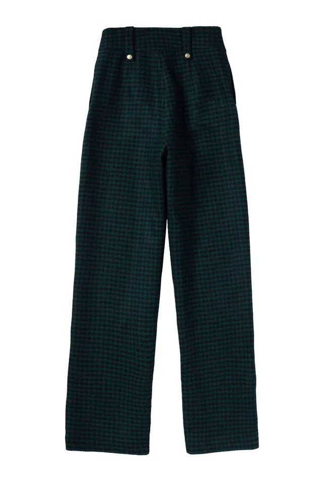 Holland Cooper High Waisted Straight Trouser Emerald Houndstooth Women Tailoring Holland Cooper High Waisted Straight Trouser Emerald Houndstooth Women Tailoring
