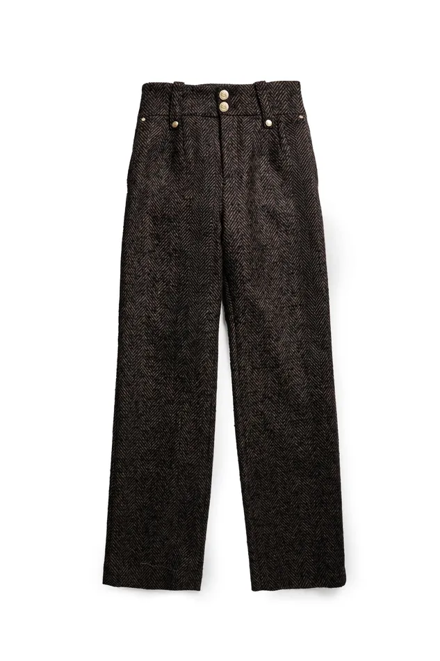 Holland Cooper High Waisted Straight Trouser Walnut Herringbone Women Tailoring Holland Cooper High Waisted Straight Trouser Walnut Herringbone Women Tailoring