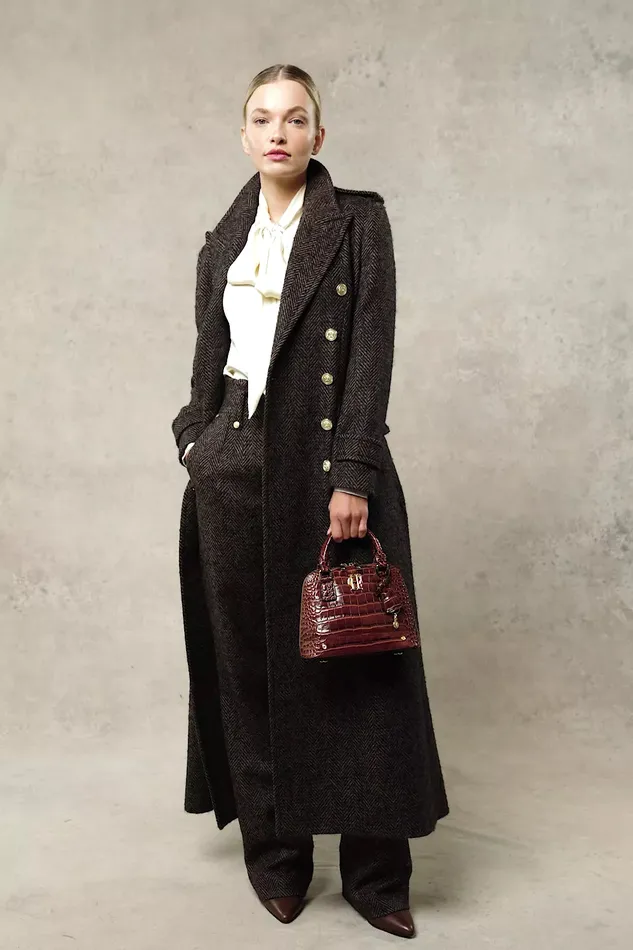 Holland Cooper High Waisted Straight Trouser Walnut Herringbone Women Tailoring Holland Cooper High Waisted Straight Trouser Walnut Herringbone Women Tailoring
