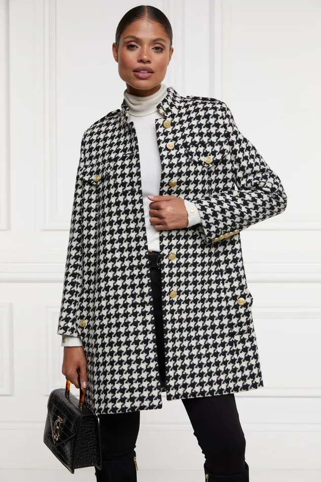 Holland Cooper Highbury Cape Coat Large Scale Houndstooth Women Tailoring