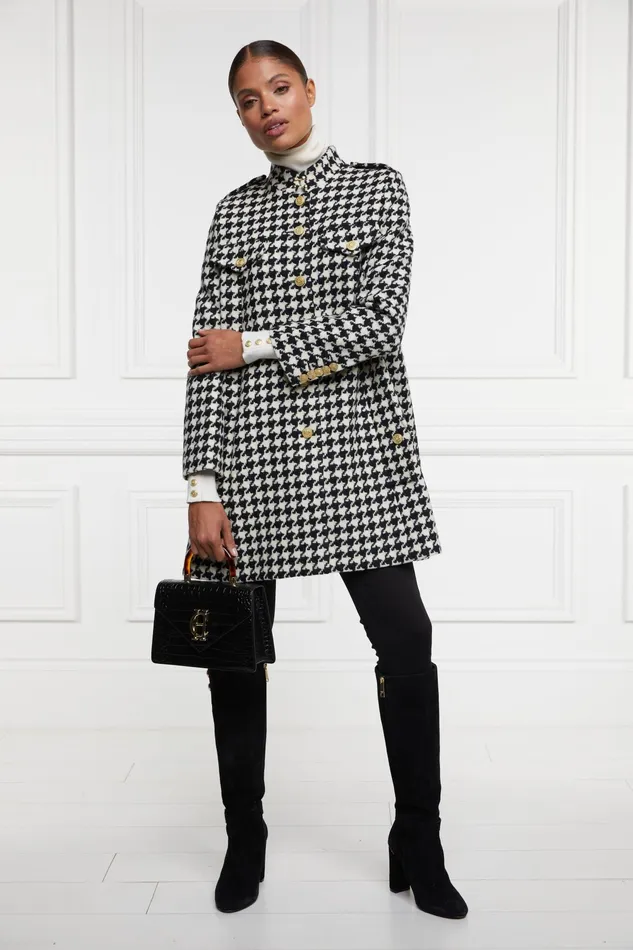Holland Cooper Highbury Cape Coat Large Scale Houndstooth Women Tailoring