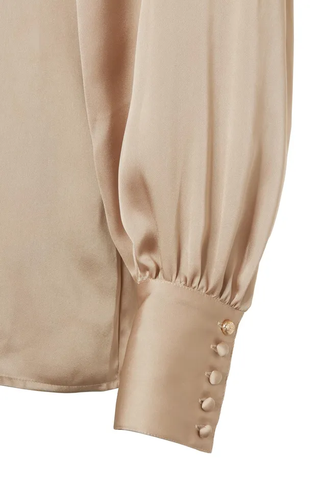 Holland Cooper Isla Satin Shirt Champagne Women Shirts and Blouses Holland Cooper Isla Satin Shirt Champagne Women Shirts and Blouses