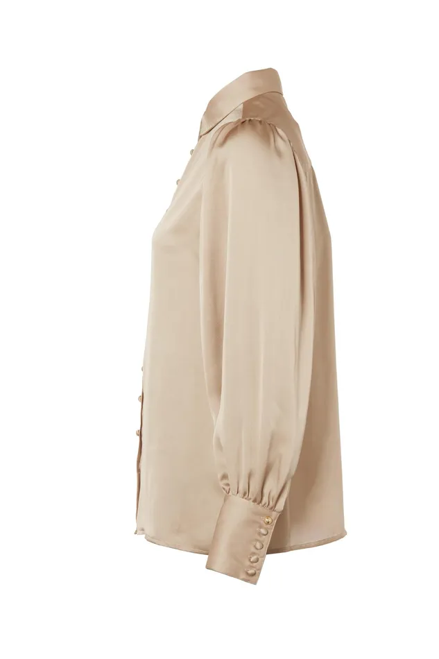 Holland Cooper Isla Satin Shirt Champagne Women Shirts and Blouses Holland Cooper Isla Satin Shirt Champagne Women Shirts and Blouses