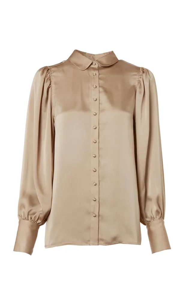 Holland Cooper Isla Satin Shirt Champagne Women Shirts and Blouses Holland Cooper Isla Satin Shirt Champagne Women Shirts and Blouses