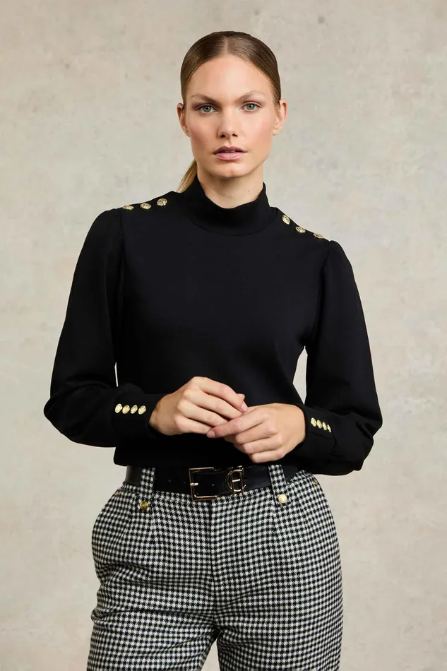 Holland Cooper Kelso High Neck Black Women Tops