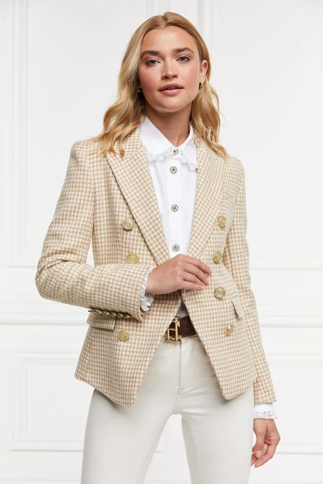 Holland Cooper Knightsbridge Blazer Camel Puppy Tooth Women Tailoring