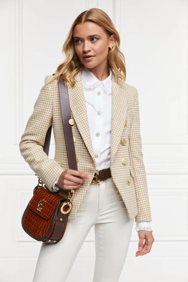 Holland Cooper Knightsbridge Blazer Camel Puppy Tooth Women Tailoring