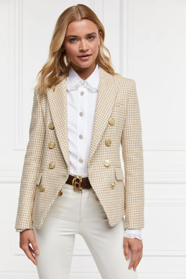 Holland Cooper Knightsbridge Blazer Camel Puppy Tooth Women Tailoring