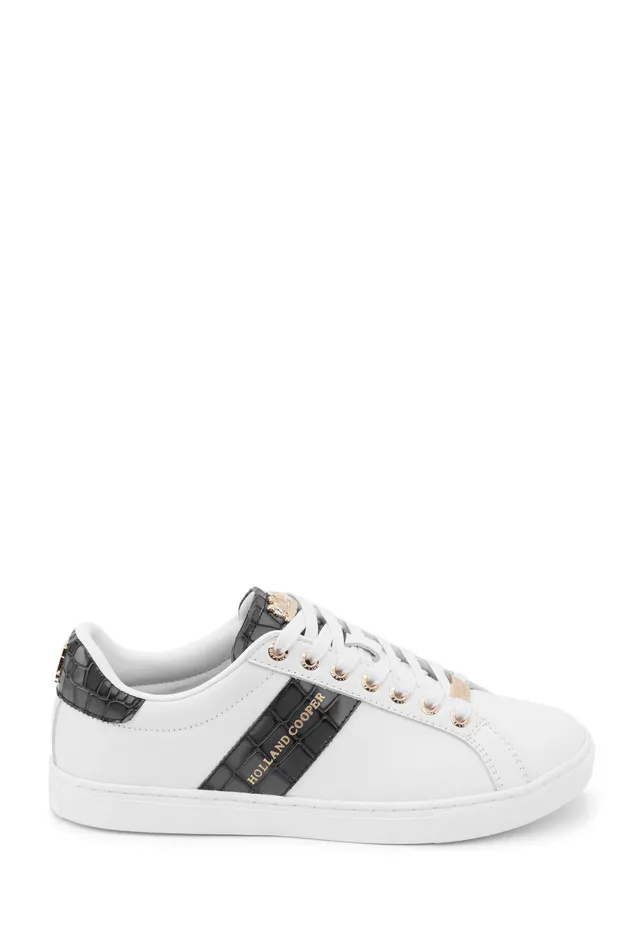Holland Cooper Knightsbridge Court Trainer Black Croc Women Trainers