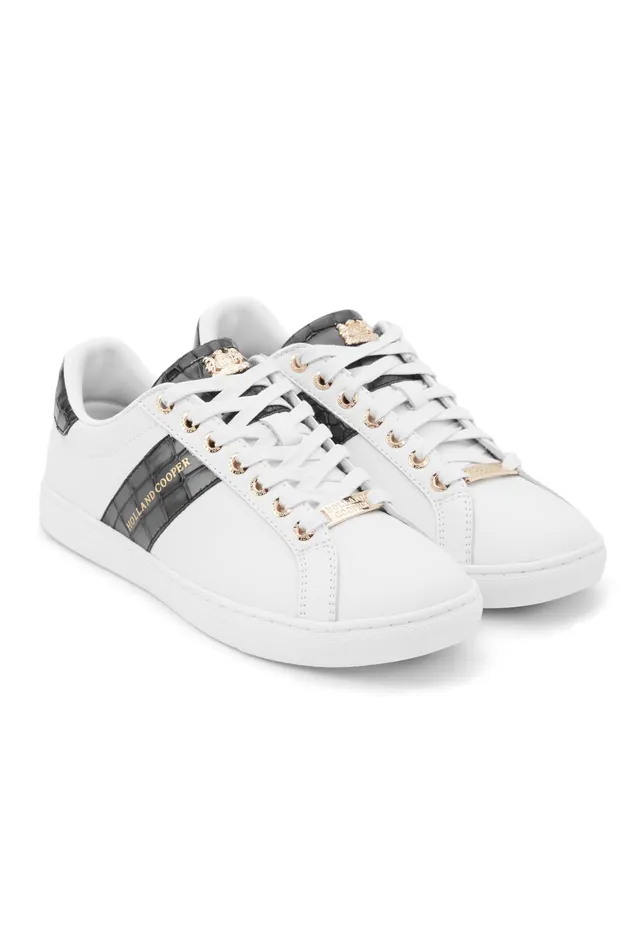 Holland Cooper Knightsbridge Court Trainer Black Croc Women Trainers Holland Cooper Knightsbridge Court Trainer Black Croc Women Trainers