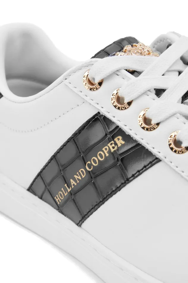Holland Cooper Knightsbridge Court Trainer Black Croc Women Trainers Holland Cooper Knightsbridge Court Trainer Black Croc Women Trainers