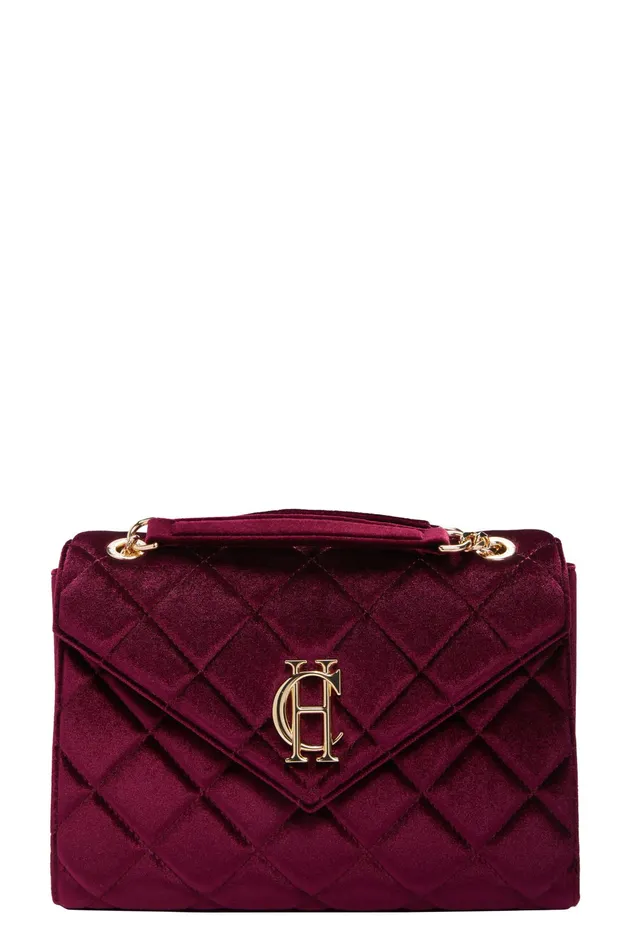Holland Cooper Knightsbridge Shoulder Bag Merlot Velvet Women Shoulder Bags