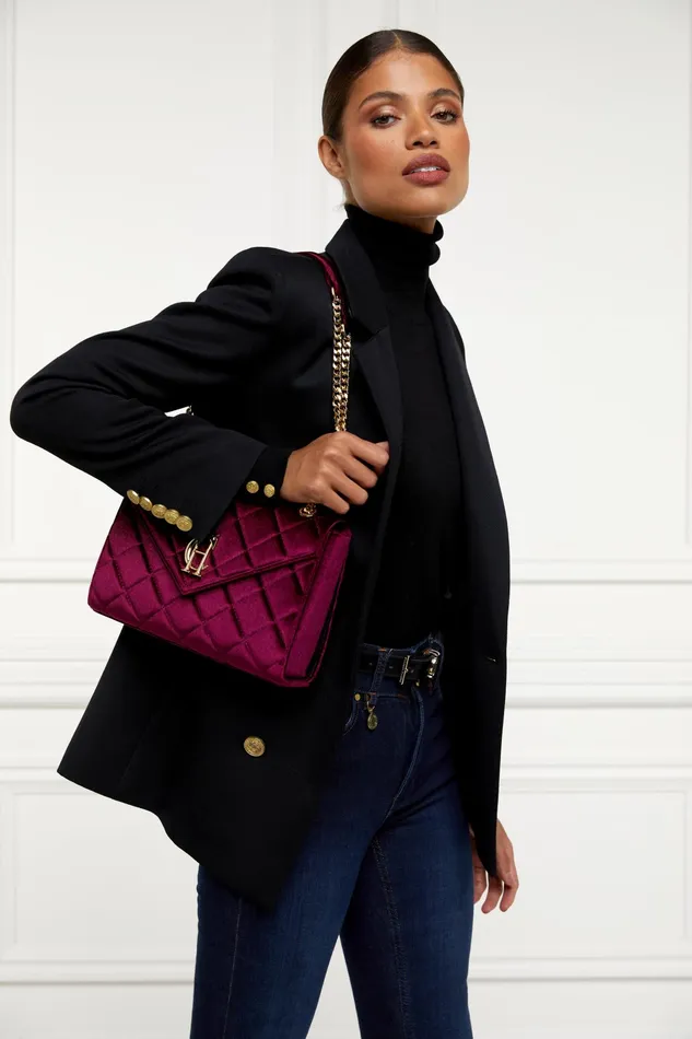 Holland Cooper Knightsbridge Shoulder Bag Merlot Velvet Women Shoulder Bags Holland Cooper Knightsbridge Shoulder Bag Merlot Velvet Women Shoulder Bags