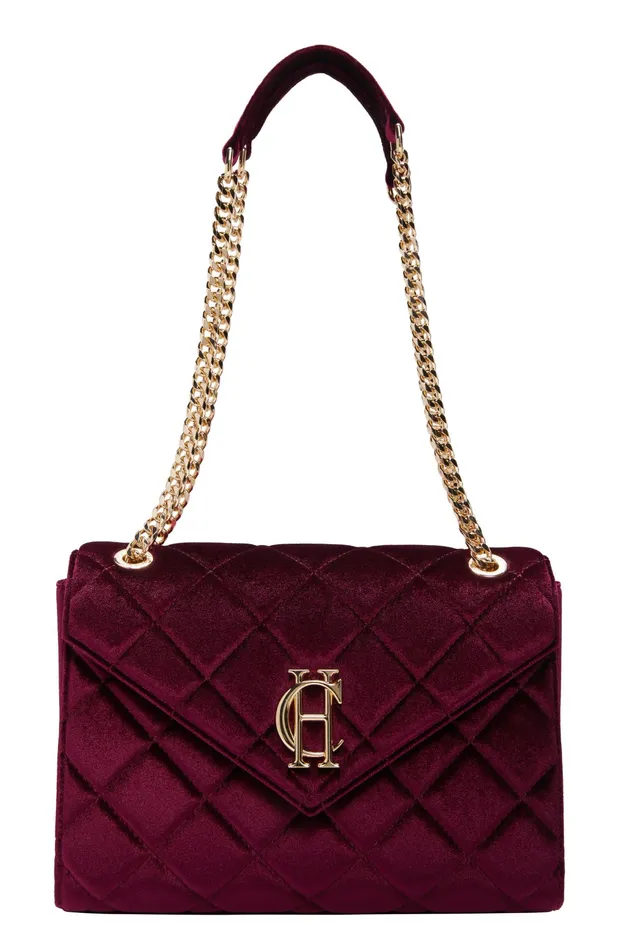 Holland Cooper Knightsbridge Shoulder Bag Merlot Velvet Women Shoulder Bags Holland Cooper Knightsbridge Shoulder Bag Merlot Velvet Women Shoulder Bags