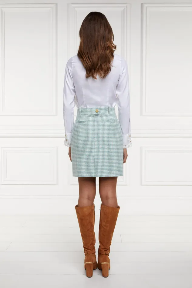 Holland Cooper Knightsbridge Skirt Teal Houndstooth Women Tailoring Holland Cooper Knightsbridge Skirt Teal Houndstooth Women Tailoring