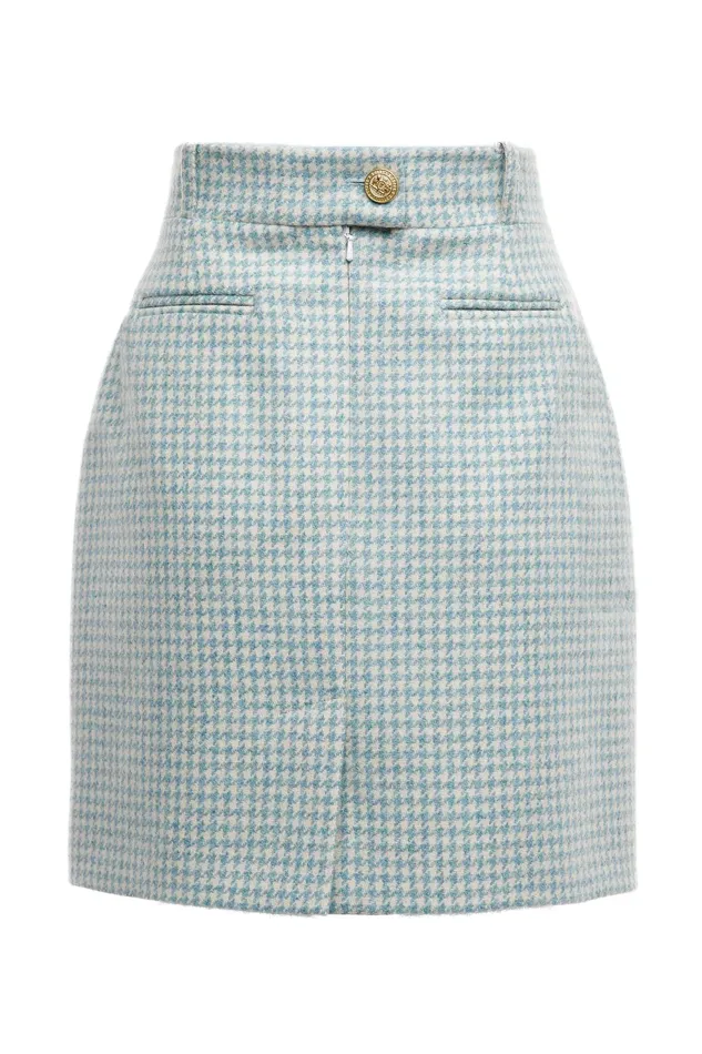 Holland Cooper Knightsbridge Skirt Teal Houndstooth Women Tailoring Holland Cooper Knightsbridge Skirt Teal Houndstooth Women Tailoring