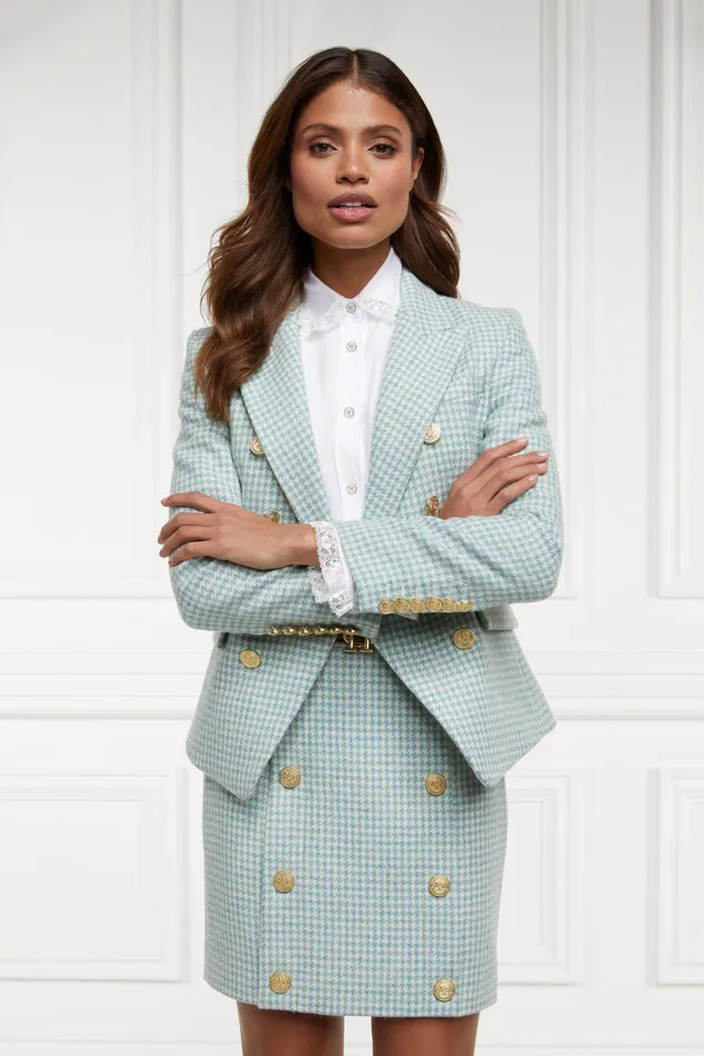 Holland Cooper Knightsbridge Skirt Teal Houndstooth Women Tailoring Holland Cooper Knightsbridge Skirt Teal Houndstooth Women Tailoring