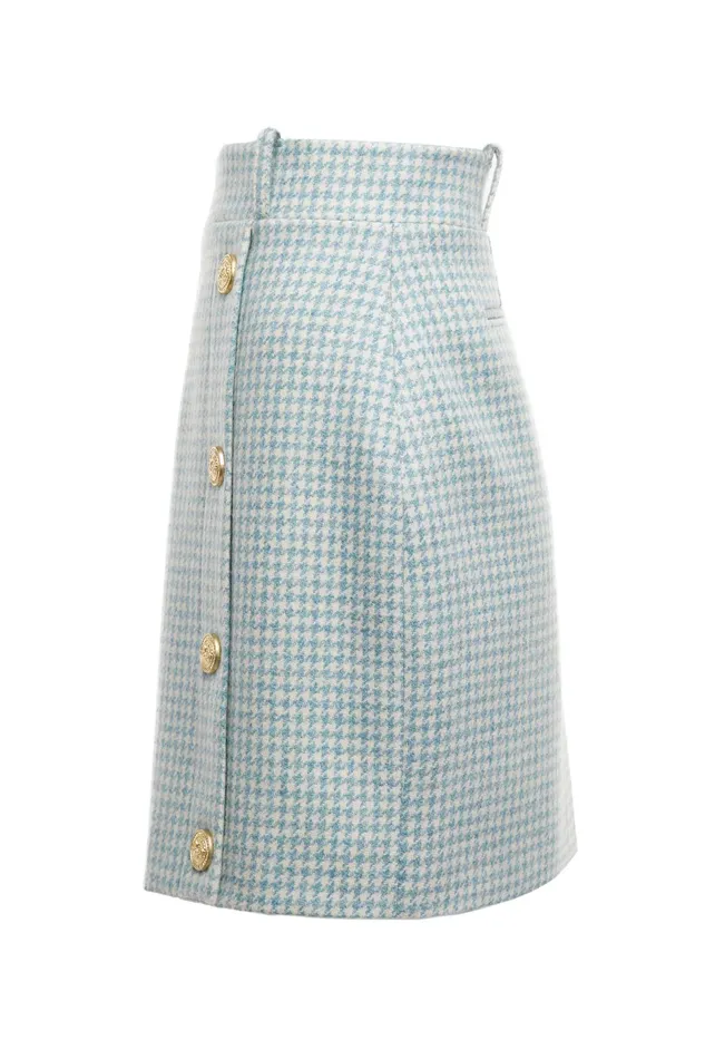 Holland Cooper Knightsbridge Skirt Teal Houndstooth Women Tailoring Holland Cooper Knightsbridge Skirt Teal Houndstooth Women Tailoring