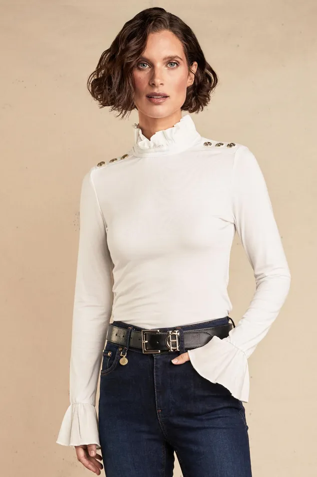 Holland Cooper Lilibet Jersey Tee White Women Tops