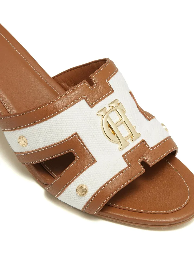 Holland Cooper Monogram Mule Tan Canvas Women Sandals and Slides Holland Cooper Monogram Mule Tan Canvas Women Sandals and Slides