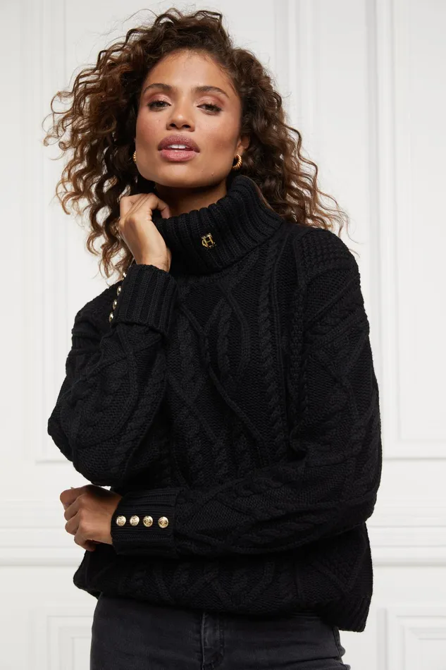 Holland Cooper Noveli Cable Knit Black Women Knitwear