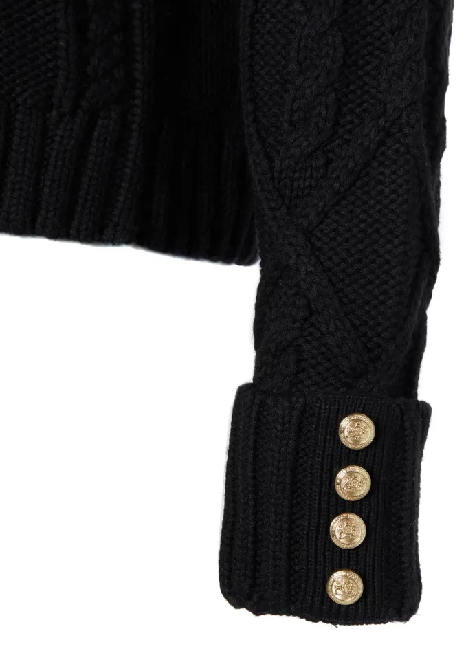 Holland Cooper Noveli Cable Knit Black Women Knitwear Holland Cooper Noveli Cable Knit Black Women Knitwear
