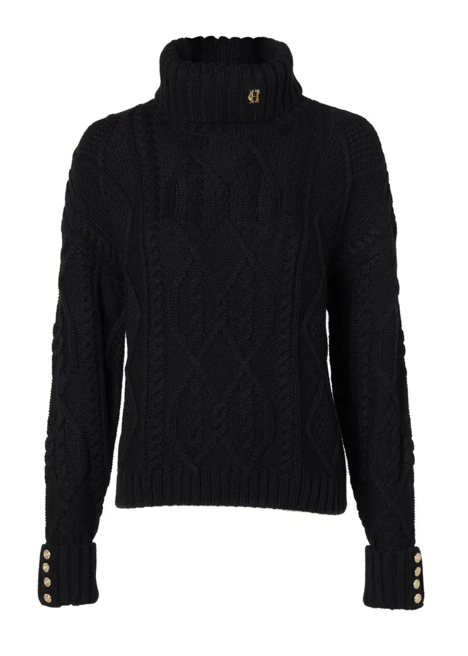 Holland Cooper Noveli Cable Knit Black Women Knitwear Holland Cooper Noveli Cable Knit Black Women Knitwear