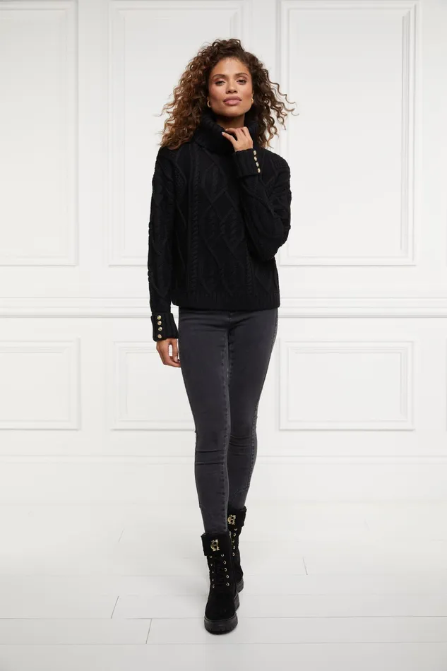 Holland Cooper Noveli Cable Knit Black Women Knitwear Holland Cooper Noveli Cable Knit Black Women Knitwear