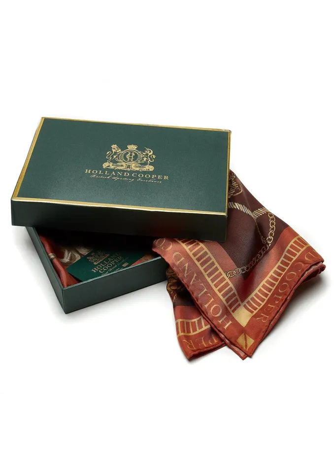 Holland Cooper Regal Horse Silk Scarf Caramel Women Keyrings