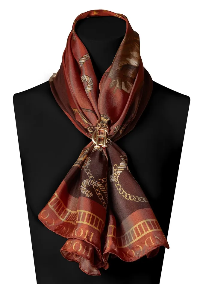 Holland Cooper Regal Horse Silk Scarf Caramel Women Keyrings