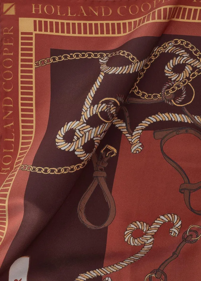 Holland Cooper Regal Horse Silk Scarf Caramel Women Keyrings