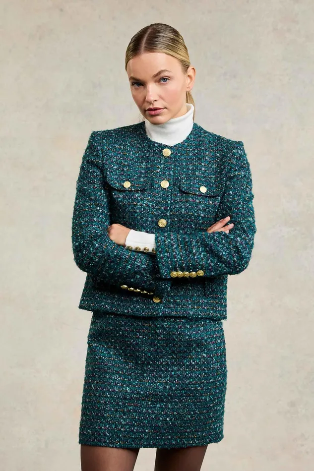 Holland Cooper Regency Skirt Emerald Boucle Women Skirts