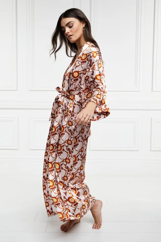 Holland Cooper Silk Full Length Dressing Gown Blush Women Sleepwear Holland Cooper Silk Full Length Dressing Gown Blush Women Sleepwear