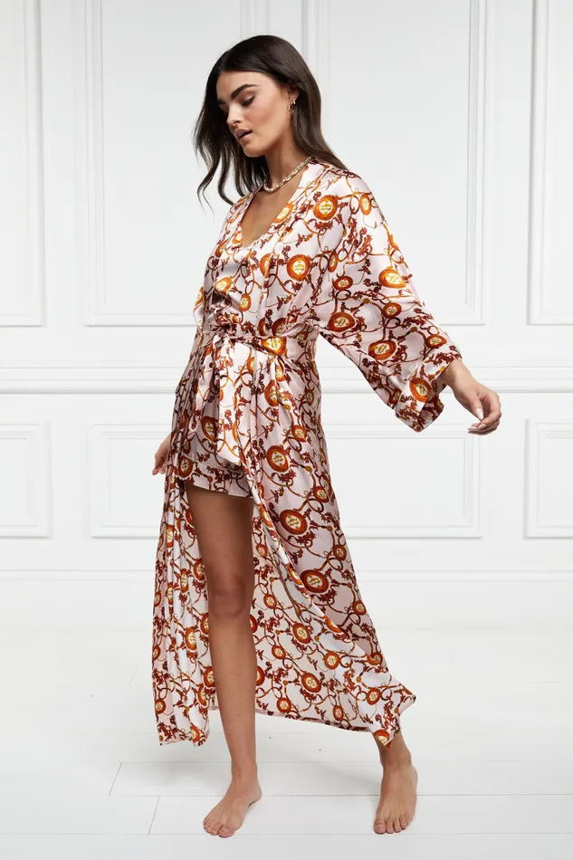 Holland Cooper Silk Full Length Dressing Gown Blush Women Sleepwear Holland Cooper Silk Full Length Dressing Gown Blush Women Sleepwear