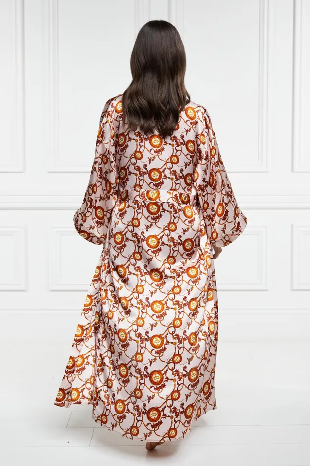 Holland Cooper Silk Full Length Dressing Gown Blush Women Sleepwear Holland Cooper Silk Full Length Dressing Gown Blush Women Sleepwear