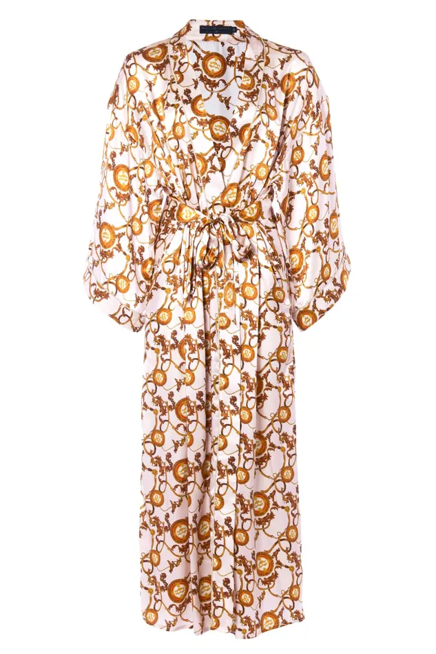 Holland Cooper Silk Full Length Dressing Gown Blush Women Sleepwear Holland Cooper Silk Full Length Dressing Gown Blush Women Sleepwear