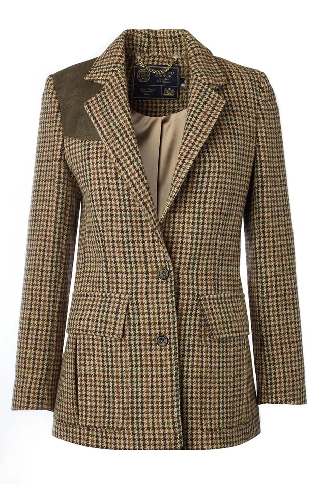 Holland Cooper Single Breasted Field Blazer Hailes Green Tweed Women Tailoring