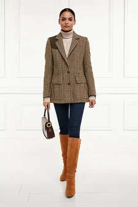 Holland Cooper Single Breasted Field Blazer Hailes Green Tweed Women Tailoring