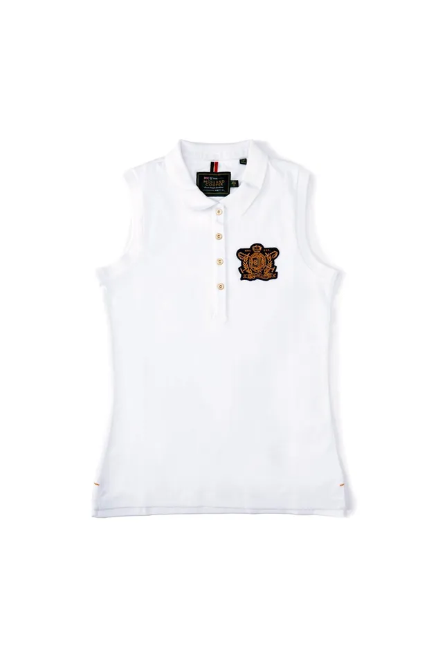 Holland Cooper Sleeveless Polo Shirt White Women Polo Shirts Holland Cooper Sleeveless Polo Shirt White Women Polo Shirts
