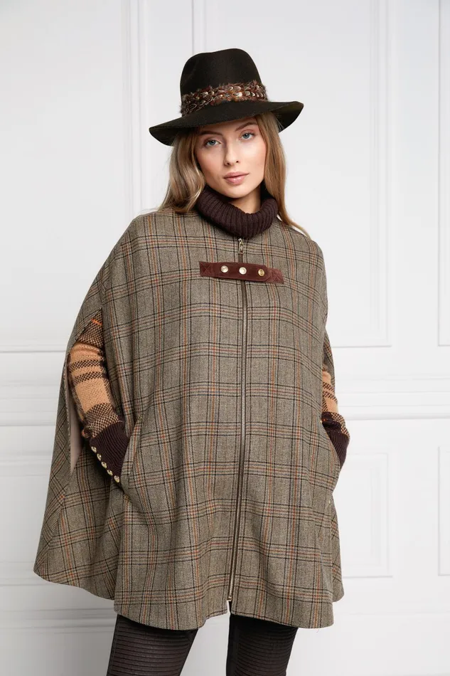 Holland Cooper Slim Cape Bourbon Tweed Women Capes