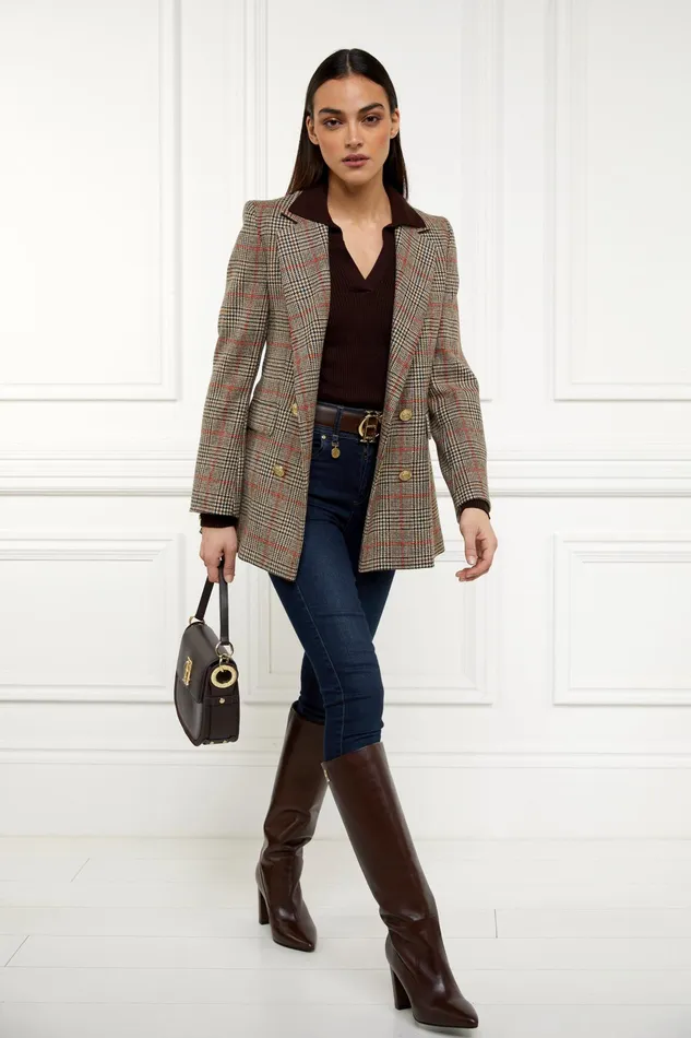 Holland Cooper VNeck Rib Top Chocolate Women Knitwear Holland Cooper VNeck Rib Top Chocolate Women Knitwear