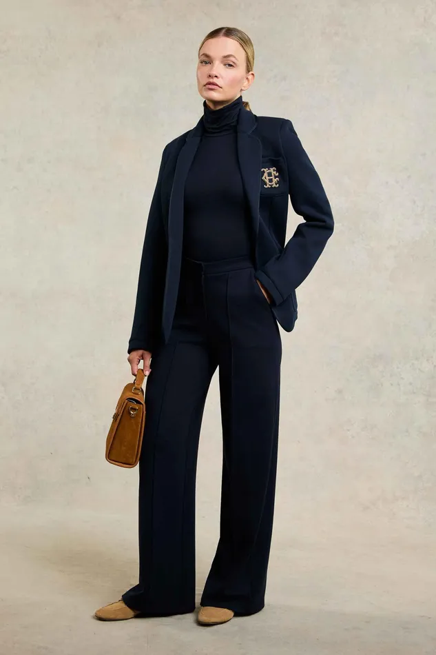 Holland Cooper Wide Leg Pant Navy Navy Women Trousers Holland Cooper Wide Leg Pant Navy Navy Women Trousers