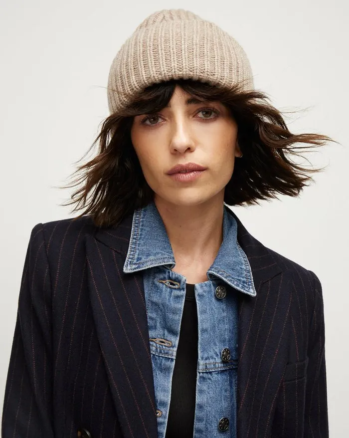Home and Accessories Shop Veronica Beard Cashmere Bulky Ribbed Hat Beige