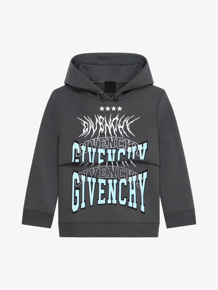 Hoodie In Fleece Grey Blue Kids Givenchy