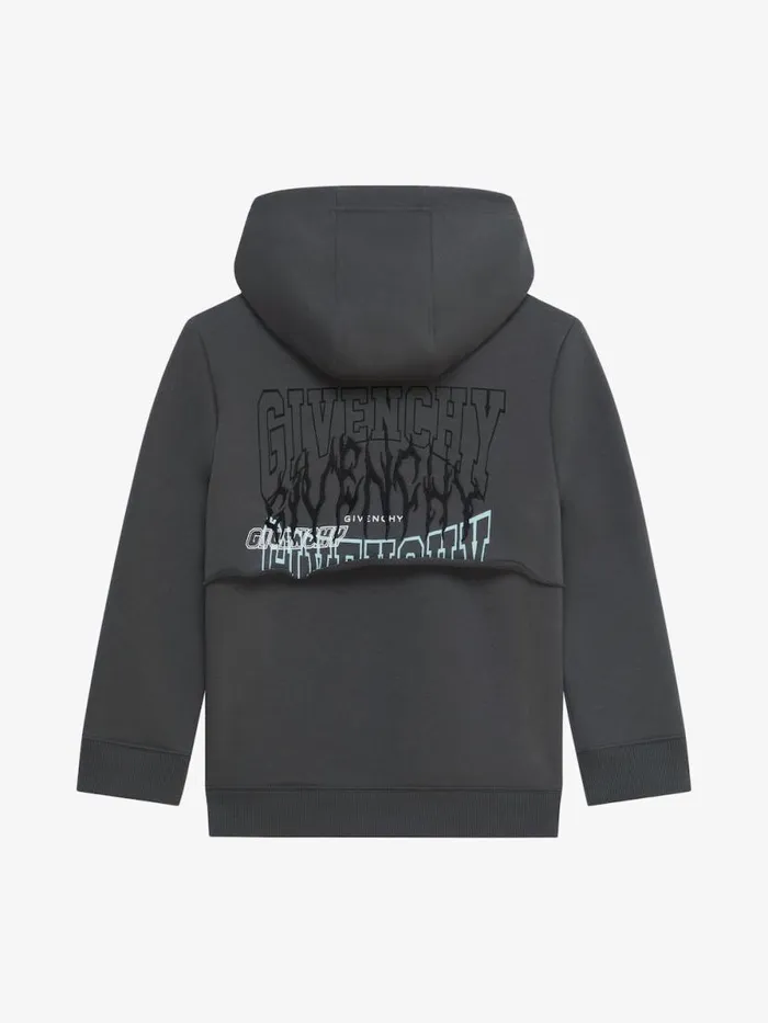 Hoodie In Fleece Grey Blue Kids Givenchy